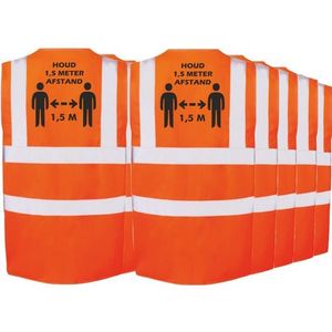 10x Oranje Corona/COVID-19 vesten/hesjes 1,5 meter afstand - Veiligheidshesje