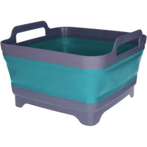 Opvouwbare afwasteil/afwasbak - grijs/blauw - kunststof - 30 x 30 cm - keuken - reis accessoires