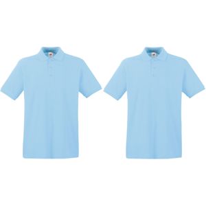 2-Pack maat M lichtblauw poloshirt premium van katoen voor heren - Polo shirts
