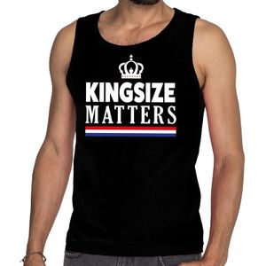 Zwart Koningsdag Kingsize matters tanktop voor heren - Feestshirts