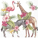 20x Tropische 3-laags servetten safari park dieren 33 x 33 cm - Feestservetten