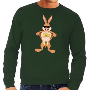 Paas sweater stoere paashaas groen voor heren - Feesttruien