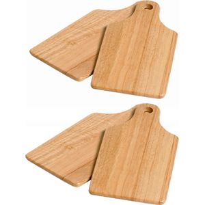 Snijplanken/serveerplanken - Set van 4x - 28 x 14 cm - hout - broodplanken - Snijplanken