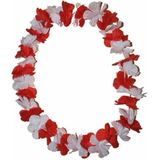 Set van 4x stuks hawaii bloemenslinger krans rood en wit - Verkleedkransen