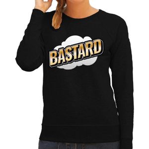 Bastard fun tekst sweater voor dames zwart in 3D effect - Feesttruien