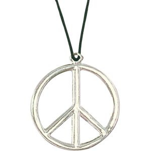 Hippie Flower Power Sixties sieraden peace teken ketting - Verkleedsieraden