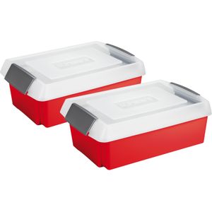 Sunware  - opslagbox - 2 stuks - 30L rood - 59x39x17 cm - extra hoge deksel