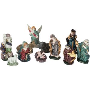Feeric Lights & Christmas Kerststal beelden/kerstbeelden -11x st - 3 tot 9,5 cm -porselein