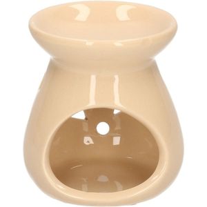 Geurbrander voor amberblokjes/geurolie/waxmelts - keramiek - beige - 7 x 8 cm - Geurbranders