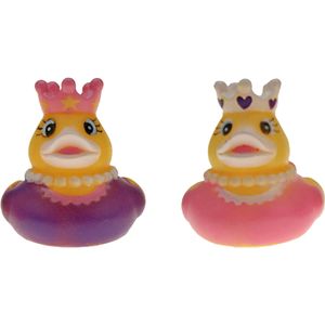Badeendjes prinses - rubber - 2 stuks - roze en paars - 5 cm - bad speelgoed - Badeendjes