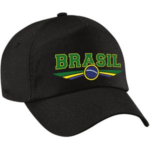 Brazilie / Brasil landen pet / baseball cap zwart volwassenen - Verkleedhoofddeksels
