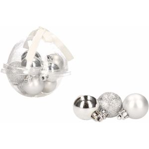 Kerstboom decoratie zilveren mini kerstballetjes 3 cm 24x stuks - Kerstbal