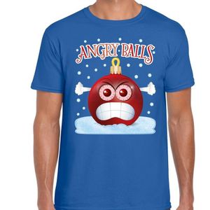 Blauw fout kerstshirt / t-shirt Angry balls voor heren - kerst t-shirts