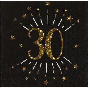 Verjaardag feest servetten leeftijd - 10x - 30 jaar - goud - 33 x 33 cm - Feestservetten