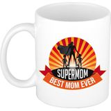 Supermom best mom ever mok wit- 300 ml - cadeau mok / beker - Moederdag / verjaardag - mama / heldin met cape