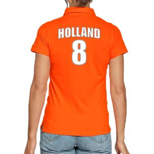 Oranje supporter poloshirt met rugnummer 8 - Holland / Nederland fan shirt voor dames - Feestshirts