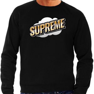 Supreme fun tekst sweater voor heren zwart in 3D effect - Feesttruien