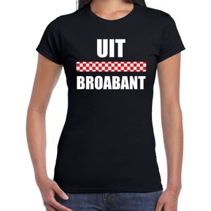 Uit Broabant met vlag Brabant t-shirts Brabants dialect zwart voor dames - Feestshirts