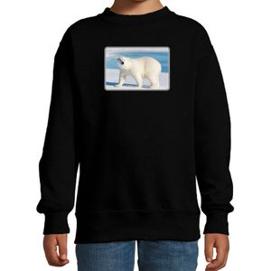 Dieren sweater / trui met ijsberen foto zwart voor kinderen - Sweaters kinderen