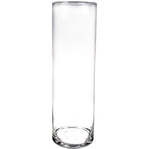 Hoge glazen cilinder bloemenvaas - H50 x D15 cm - Transparant - Boeketvazen