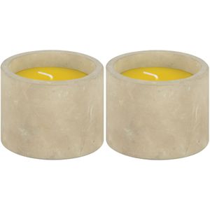 Geurkaars citronella - 2x - in betonnen houder - 10 branduren - citrus