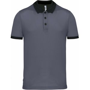 Poloshirt Sport Pro premium quality - grijs/zwart - mesh polyester - voor heren - Polo shirts