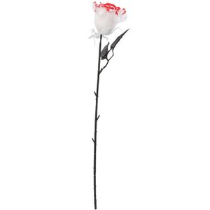 Halloween accessoires bloemen - witte rozen met bloedspetters - 50 cm - Verkleedattributen