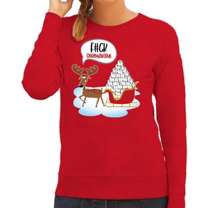 F#ck coronavirus foute Kerstsweater / outfit rood voor dames - kerst truien