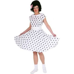 Wit met zwart jaren 50 verkleed jurkje - Carnavalsjurken