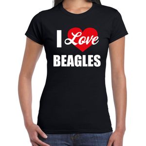 I love Beagles honden t-shirt zwart voor dames - T-shirts