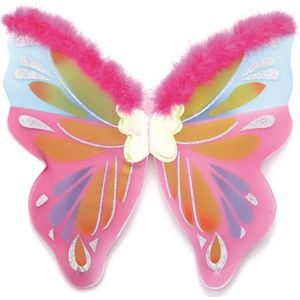 Vlinder vleugels met roze bont - Verkleedattributen