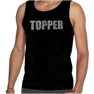 Glitter tanktop zwart Topper rhinestones steentjes voor heren - Glitter tanktop/ outfit - Feestshirts