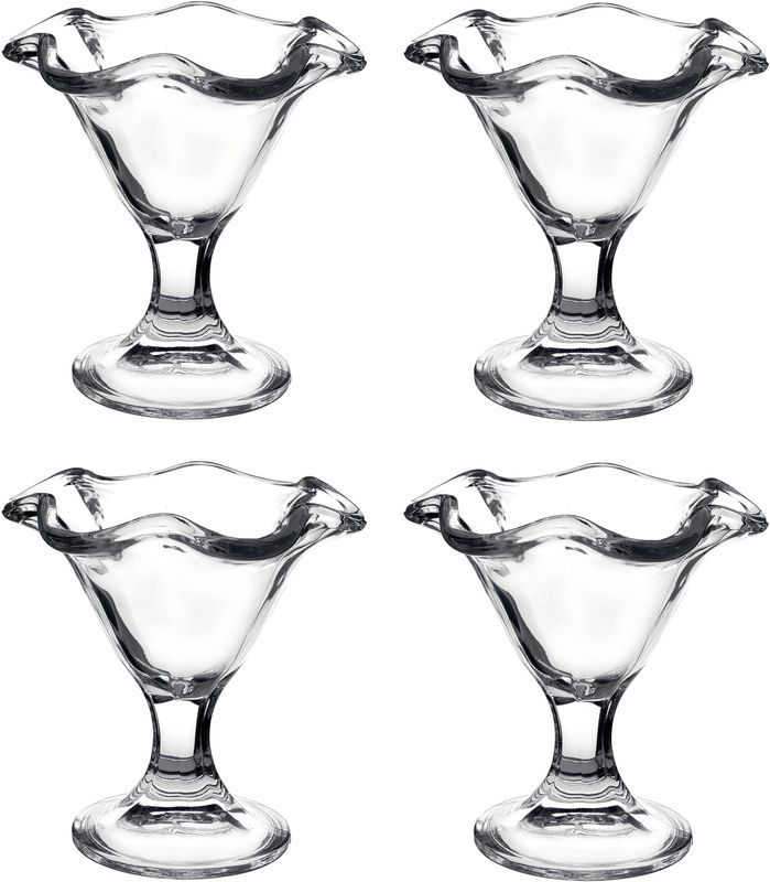Set van 12x stuks ijs/sorbet coupes op voet van glas 240 ml - Ijscoupe glazen/schaaltjes