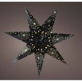 Decoris verlichte kerststerren - 2x - zwart - 60 cm - papier - op batterijen