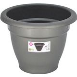 Plantenbak/plantenpot Redonda grijs 25 cm kunststof tuindecoratie/tuinversiering - Plantenpotten