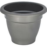 Plantenbak/plantenpot Redonda grijs 25 cm kunststof tuindecoratie/tuinversiering - Plantenpotten