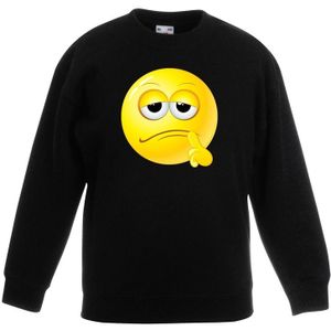 Emoticon sweater bedenkelijk zwart kinderen - Sweaters kinderen
