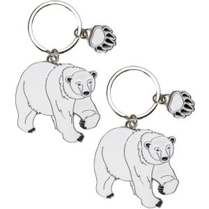 2x stuks metalen ijsbeer dieren sleutelhanger 5 cm - Sleutelhangers