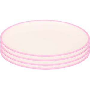 4x stuks onbreekbare kunststof/melamine roze ontbijt bordjes 23 cm