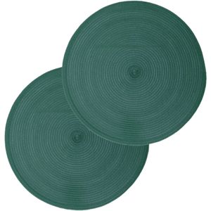 Set van 6x stuks placemats emerald groen - gevlochten kunststof - 38 cm - Onderleggers