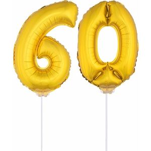 Opblaasbare cijfer 60 goud 41 cm - Ballonnen