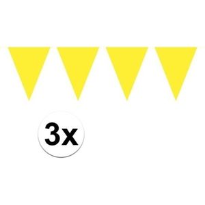 3x Gele mini vlaggenlijn feestversiering - Vlaggenlijnen