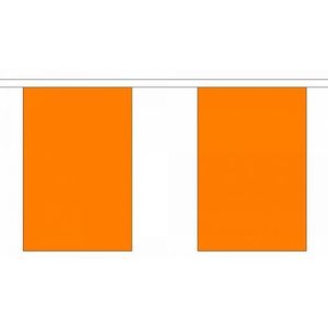 Luxe oranje koningsdag/ek/wk supporters vlaggenlijn 9 meter van stof - Vlaggenlijnen