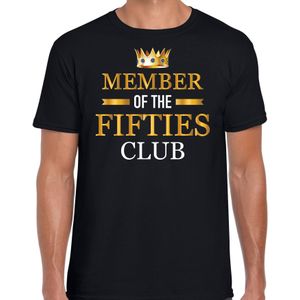 Member of the fifties club verjaardag cadeau t-shirt 50 jaar zwart voor heren - Feestshirts