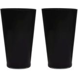 2x stuks luxe stijlvolle zwarte conische bloemen vaas/vazen van glas 40 x 25 cm - Vazen