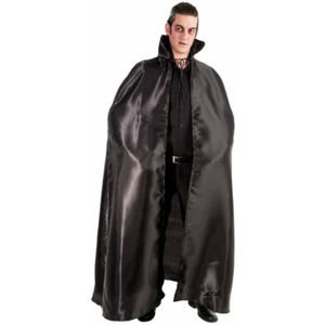 Halloween Dracula cape - voor volwassenen - zwart - satijn - L163 cm - Carnavalskostuums