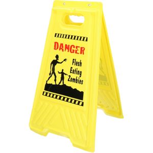 Halloween/Horror waarschuwingsbord - danger zone - geel - H53 x B31 cm  - Feestdecoratieborden