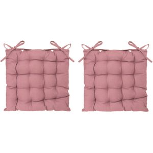 Atmosphera Tuintoelkussen - 4x - roze - katoen - 38 x 6 cm - zitkussen