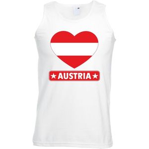 Tanktop wit Oostenrijk vlag in hart wit heren - Feestshirts