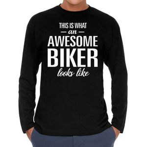 Awesome biker / motorrijder cadeau t-shirt long sleeves heren - Feestshirts